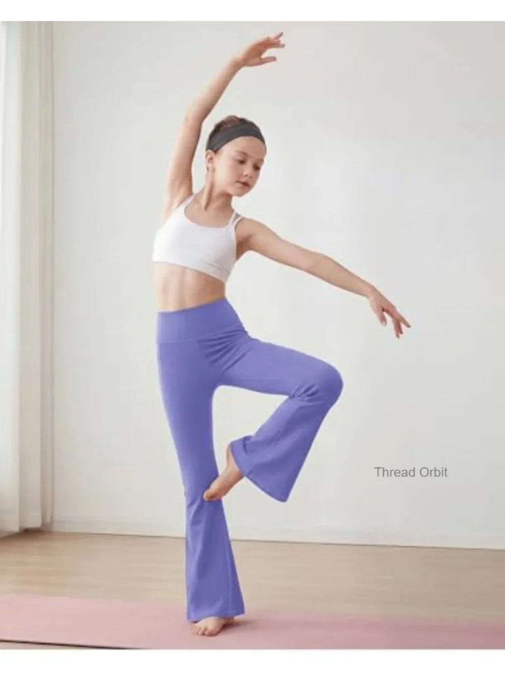 Girls Flare Leggings with Pockets High Waisted Yoga Dance Pants Soft 4-Way